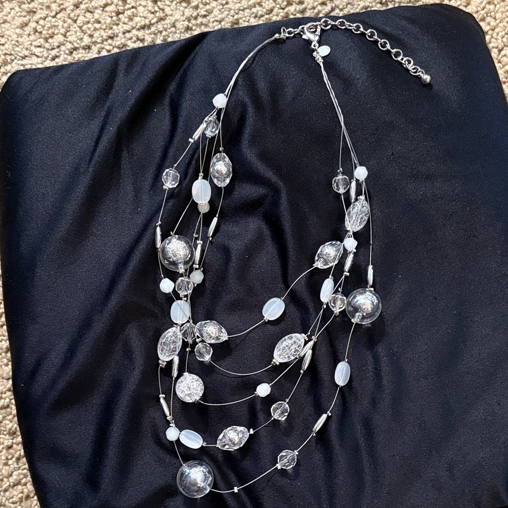 Chico’s Multi-Strand Clear Bead Statement Necklace - image 1